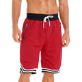 Men Basketball Shorts Breathable Casual Loose Shorts Drawstring Red Short