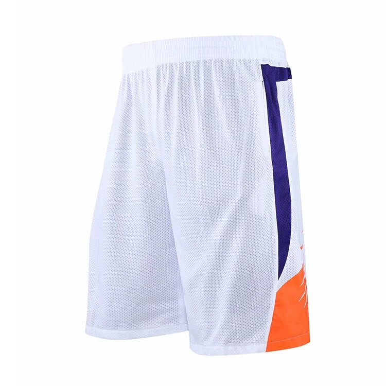Men's Mesh Basketball Shorts Color Block Athletic Training White Shorts